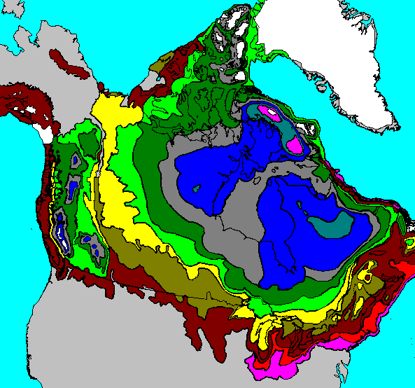 retreat of ice in North America