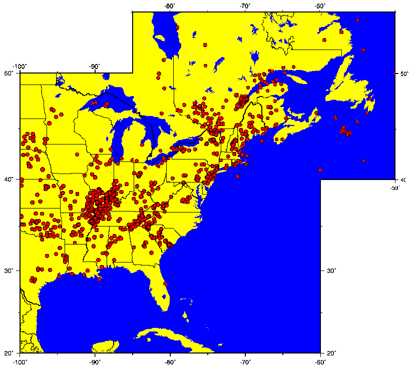 eastern earthquakes